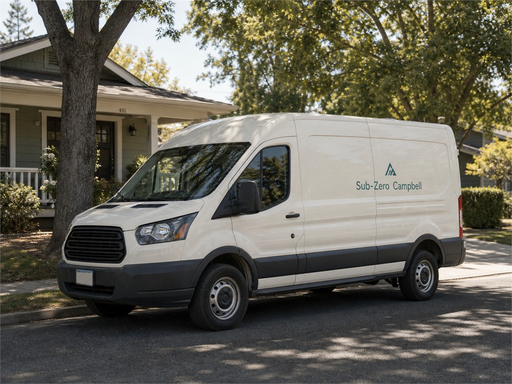 The Sub-Zero Campbell service van on a Campbell street near downtown